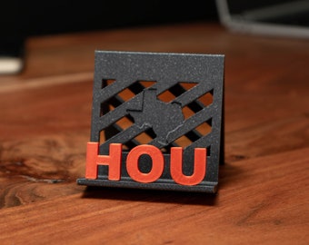 HOU - Houston Business Card Holder- Texas Card Holder - WFH Office Decor - Business Card Holder - 3D Printed - Desk Organizer