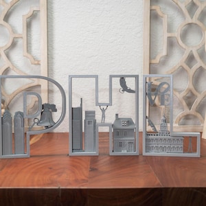 Philadelphia Landmark Decor: 3D Printed PHL Wall Art