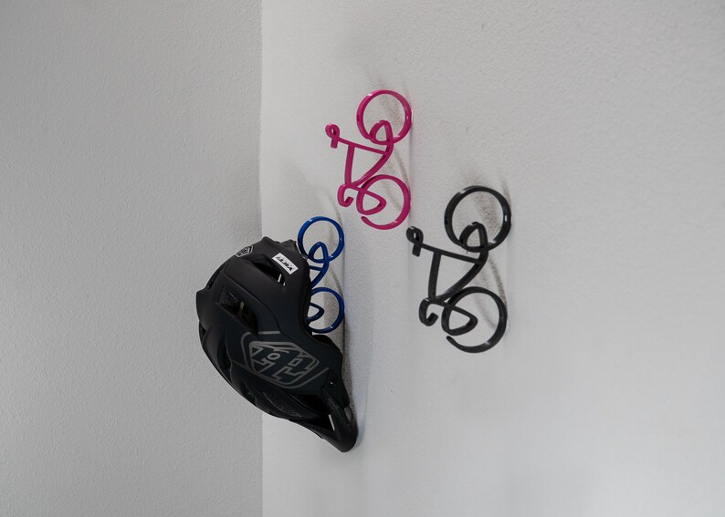 Road Bike Helmet Hook, Cycling Helmet Hook, Biker Accessory, Helmet Display, Gift for Cyclist, Wall Art image 2