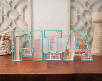 Miami Landmark Art: 3D Printed Skyline, Modern Home Decor