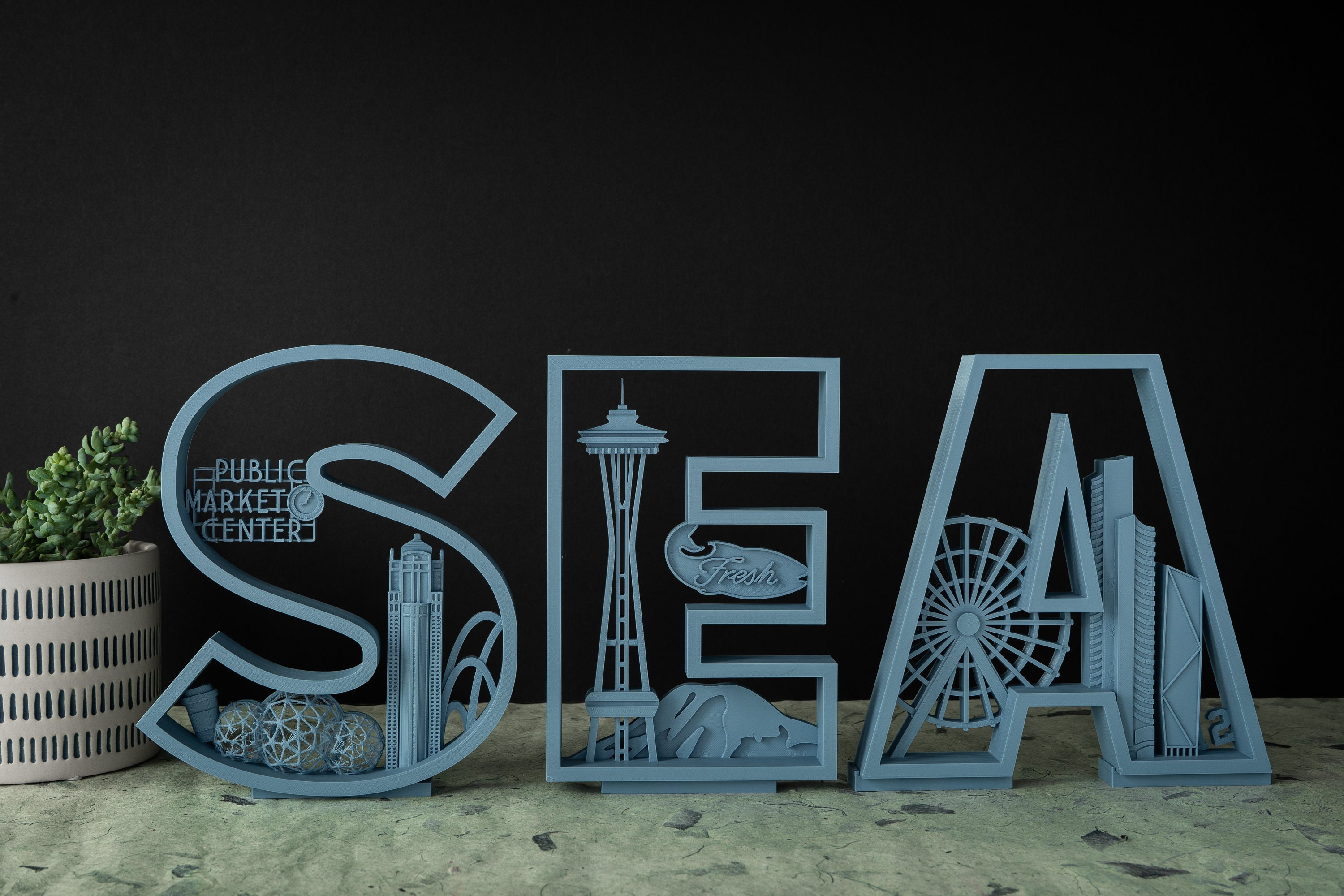 Seattle City Themed Decor Letters 3D Printed Seattle | Etsy