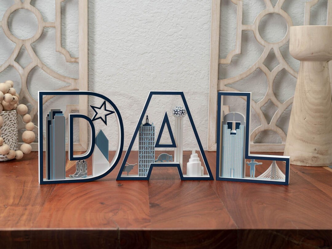 Dallas Landmark Art: 3D Printed Cityscape Letters - Etsy