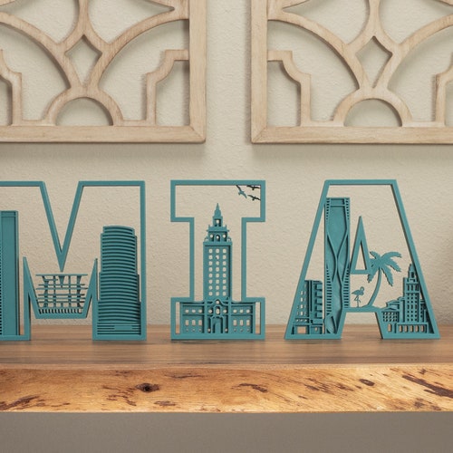 Miami Themed Decor Letters 3D Printed Miami Skyline Miami Etsy