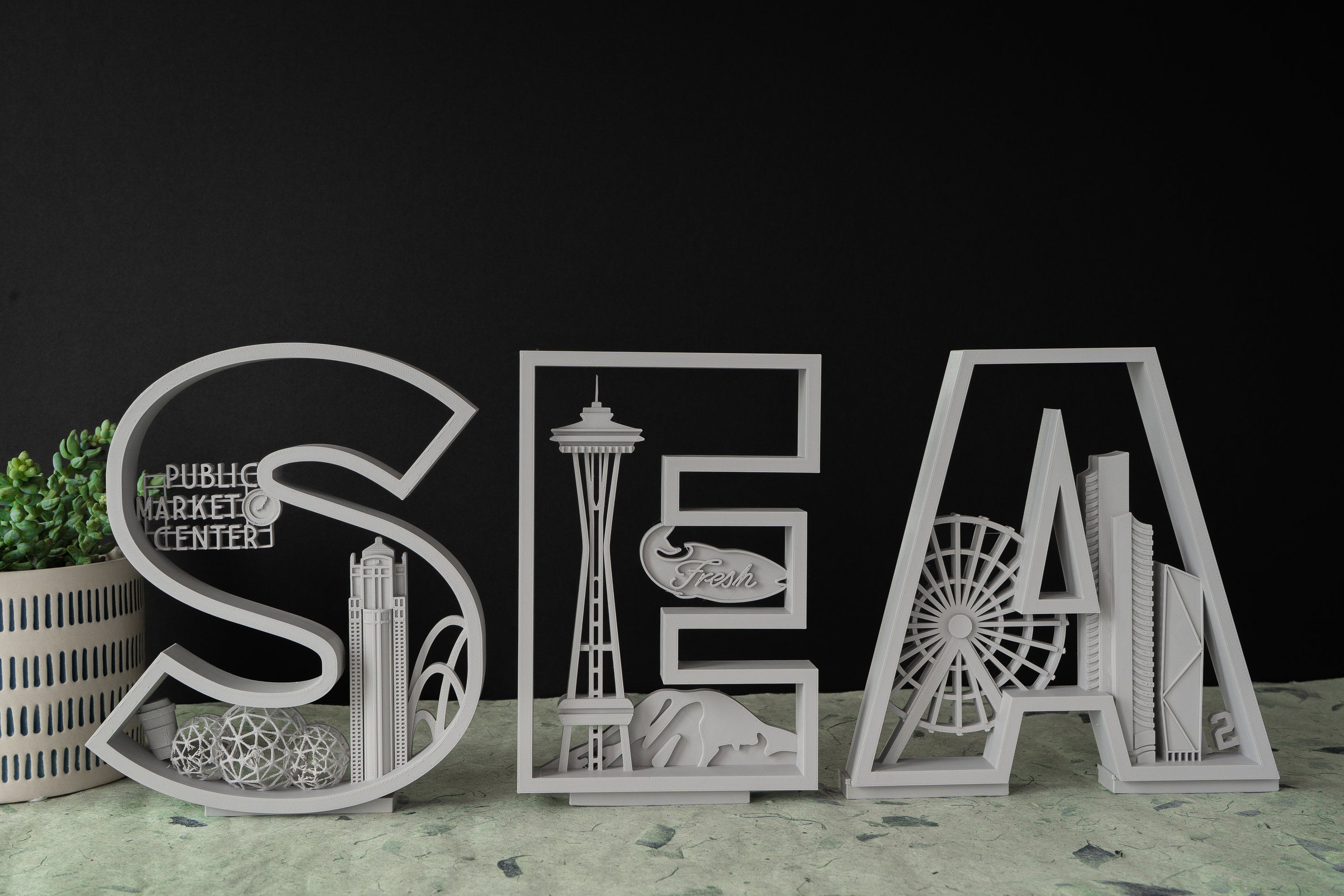 Seattle City Themed Decor Letters 3D Printed Seattle | Etsy