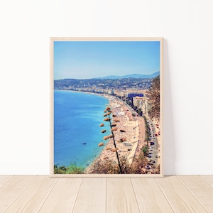 Nice France Print, French Riviera Print, Foto de playa, Sur de Francia, Costa Azul, Mar Mediterráneo