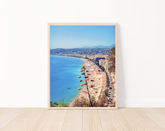 Nice France Print, French Riviera Print, Beach photo, South of France, Cote d'Azur, Mediterranean Sea