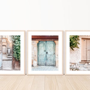 Mediterranean Architecture Prints: 3-Piece Albania Wall Art Set, Rustic Eastern European Village Decor