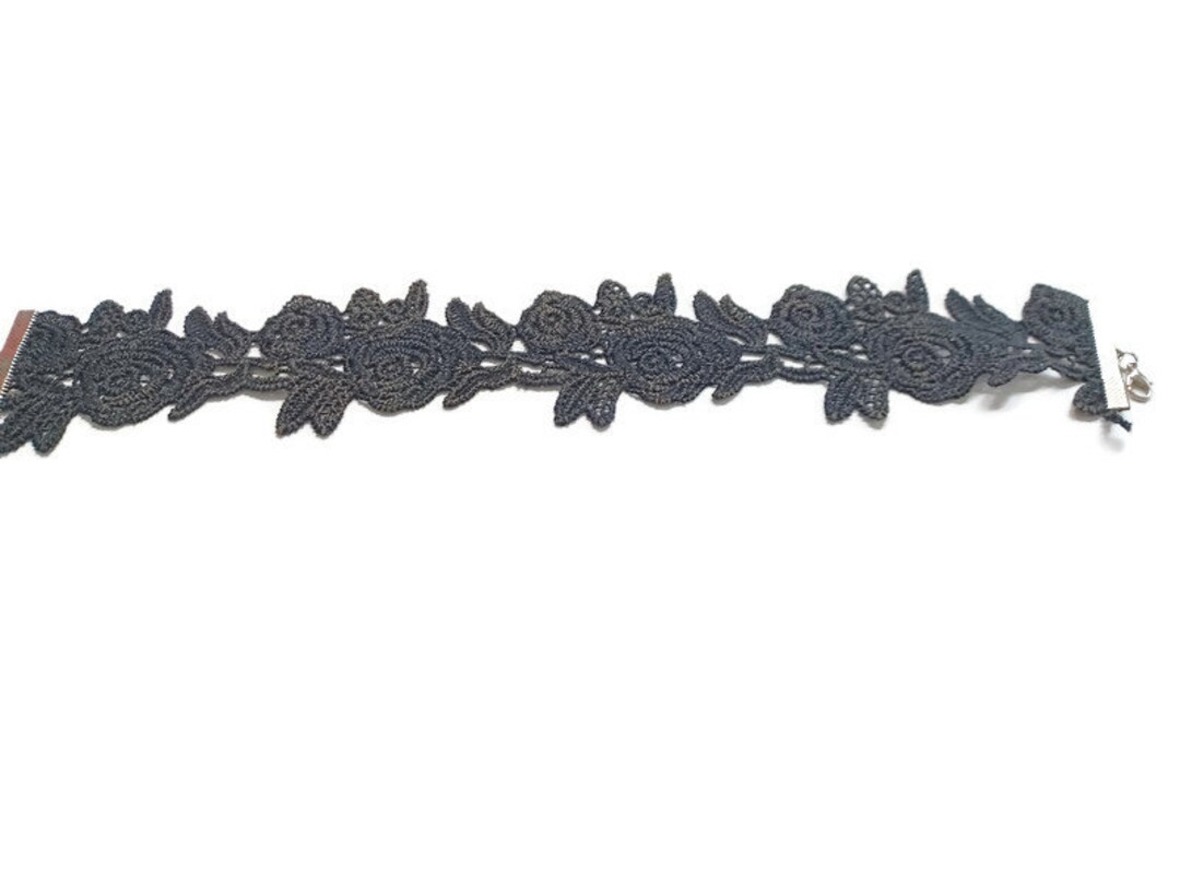 Vtg 90s Black Lace Choker Necklace - Etsy