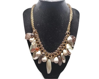 Vtg 80s Large Bead Bib Necklace