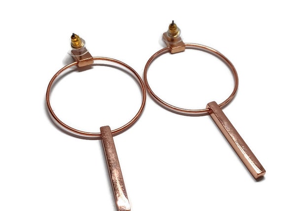 Vtg 90s Copper Earring Hoops And Dangles - image 3