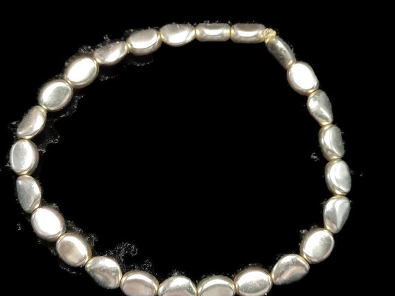 Vtg 90s Silver Tone Bead Braclet - image 3