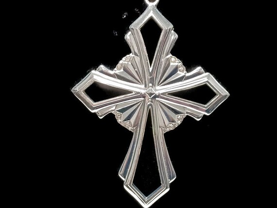 Vtg 90s UNISEX Massive Silver Tone Cross Necklace - image 2