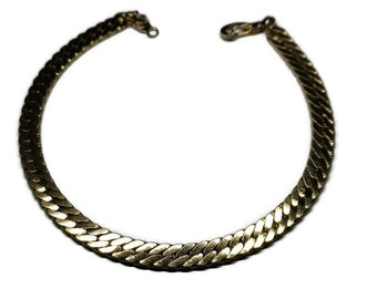 Vtg 90s 14kt Gold Plated Herringbone Bracelet