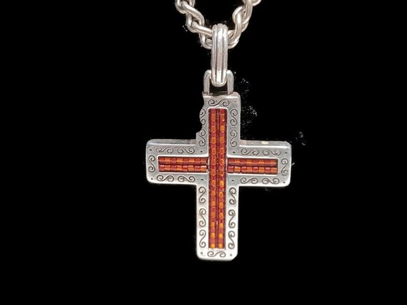 Vtg 80s Reversible  Cross Necklace Gender Neutral - image 3