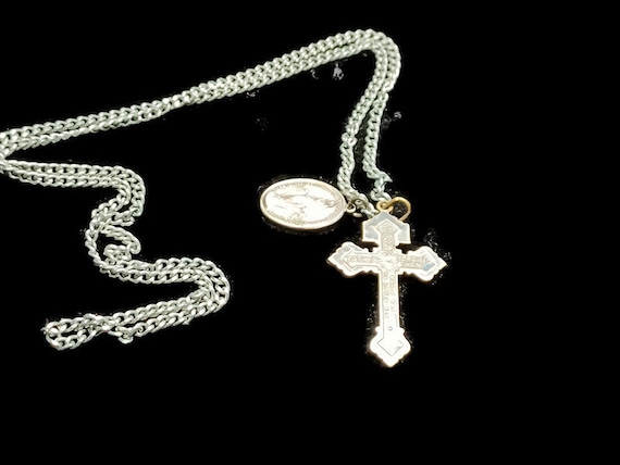 Vtg 60s Immaculate Conception And Cross Medals - image 1