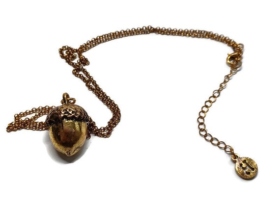 Vtg 90s Copper Acorn Necklace - image 3