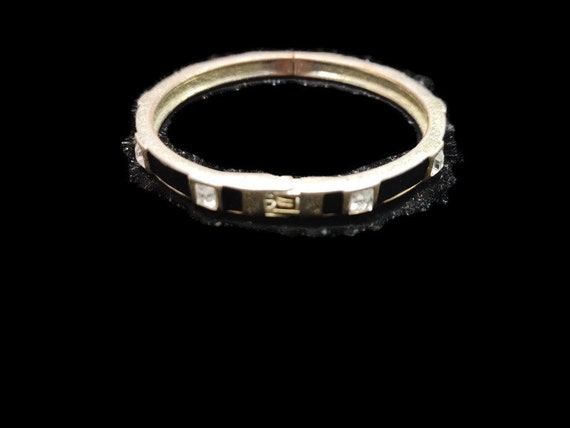 Vtg 80s 2 Black Silver Tone Stackable Bangle Brac… - image 5