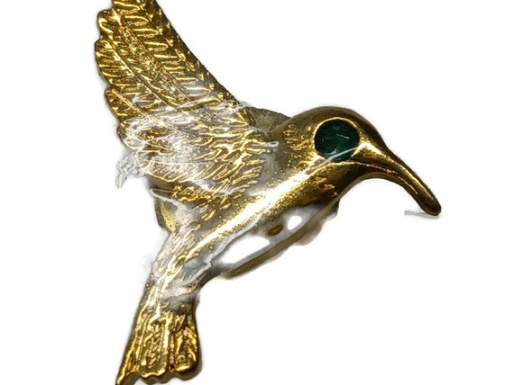 Vtg 80s Harriet Carter Hummingbird With Emerald E… - image 1