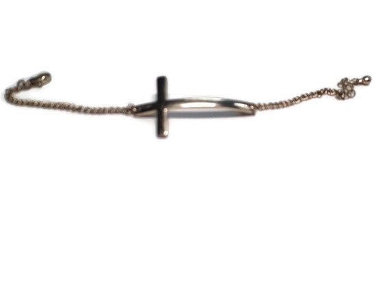 Vtg 90s SilverTone Cross Bracelet - image 1