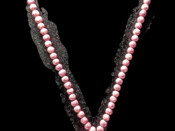 Vtg 80s Rhodonite Bead Maltese Style Cross Neckla… - image 3