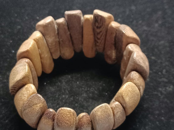 Vtg 90s Tribal Style Wooden Cuff Bracelet - image 3