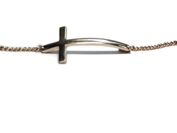 Vtg 90s SilverTone Cross Bracelet - image 2