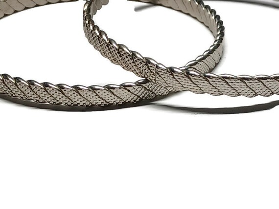 2 Vtg 90s Embellished Silver Tone Bangle Bracelets - image 2