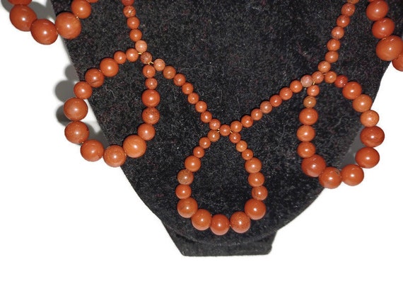 Vtg 80s Red Jasper Bead Necklace - image 2