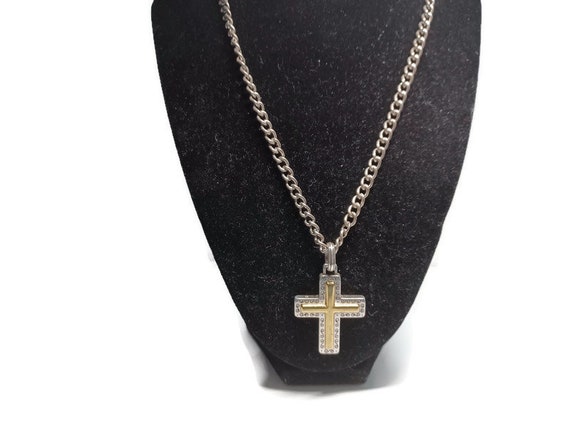 Vtg 80s Reversible  Cross Necklace Gender Neutral - image 1