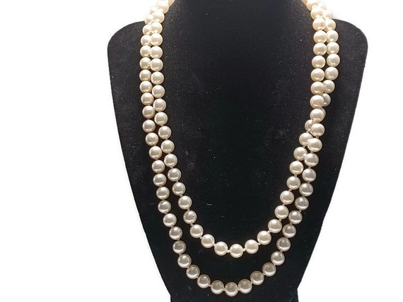 2 Vtg 90s  Glass Faux Pearls