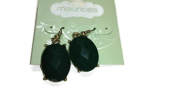 Vtg 90s Maurice's Black Faceted Stone Earrings - image 1