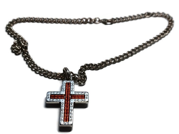 Vtg 80s Reversible  Cross Necklace Gender Neutral - image 4