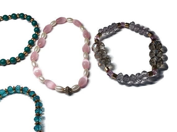 6 Vtg 90s Beaded Stackable Bracelets - image 2