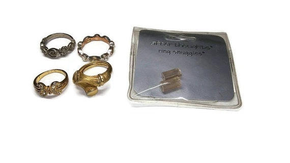 Vtg 90s 4 Rings Gold Tone & Silvertone With 2 Ring Snuggies 