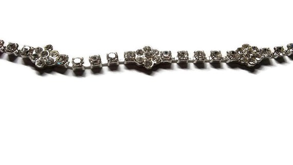 Vtg 90s Silvertone And Rhinestone Bracelet - image 2