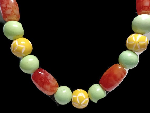 Vtg 80s Multi Gemstone And Ceramic Bead Necklace - image 2