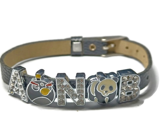 Slidable leather cheap charm bracelet