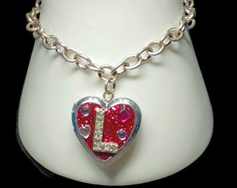 Vtg 80s "L" Locket Bracelet