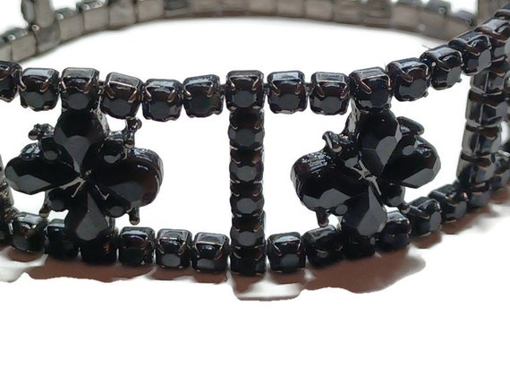 Vtg 90s Black Crystal Bead Bracelet - image 2