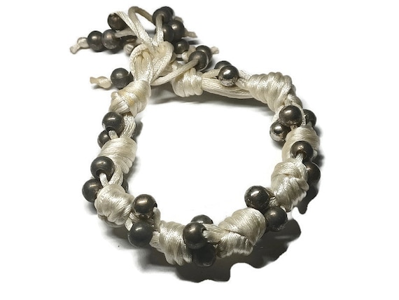 Vtg 80s Handmade Macrame Bracelet - image 1