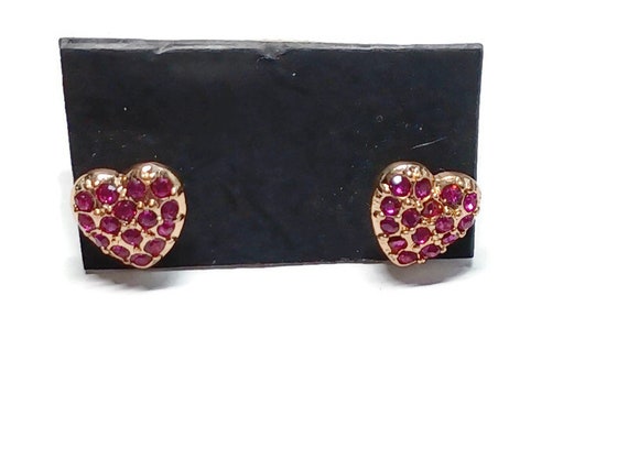 Vtg 90s Little Red Heart Stud Earrings - image 1