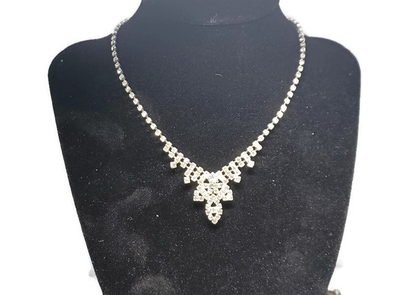 Vtg 90s Rhinestone Formal Necklace - image 1