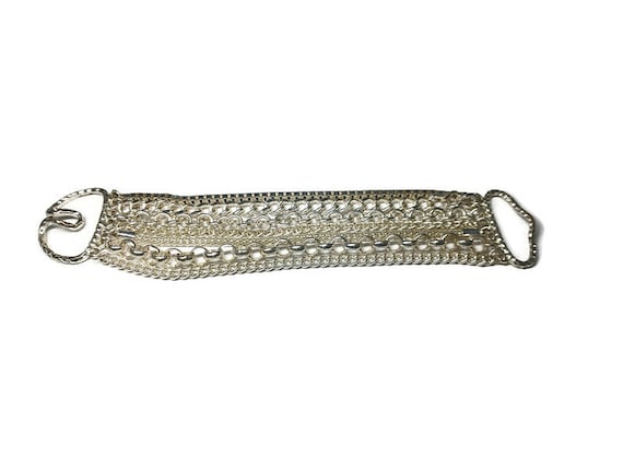 Vtg 80s Silver-Tone Chain Bracelet - image 1