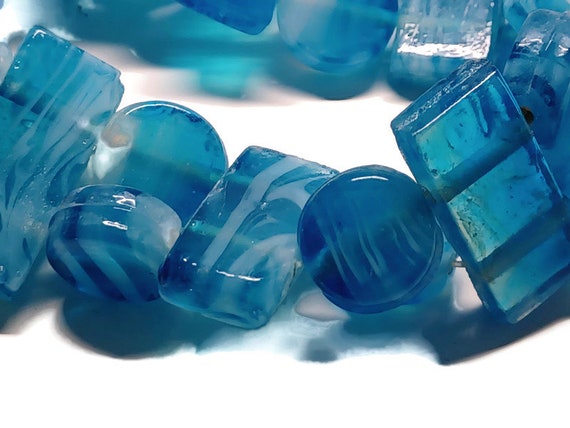 Vtg 90s Blue Glass Bead Bracelet - image 3