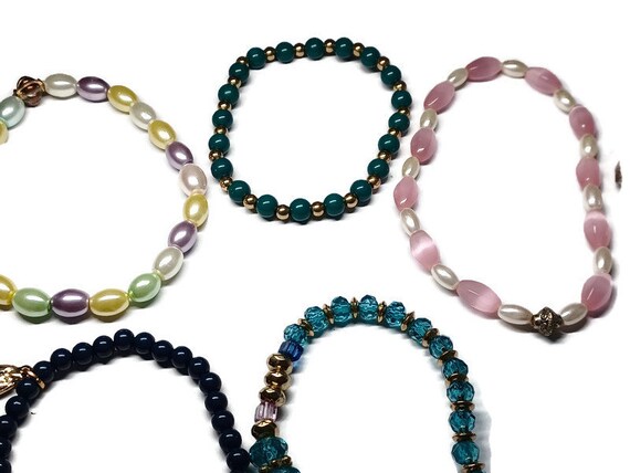 6 Vtg 90s Beaded Stackable Bracelets - image 3