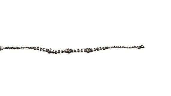 Vtg 90s Silvertone And Rhinestone Bracelet - image 1