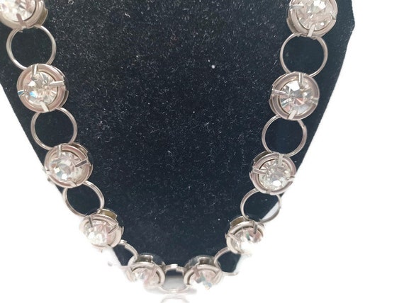 Vtg 90s Long Crystal Bead Silver Tone  Necklace - image 2