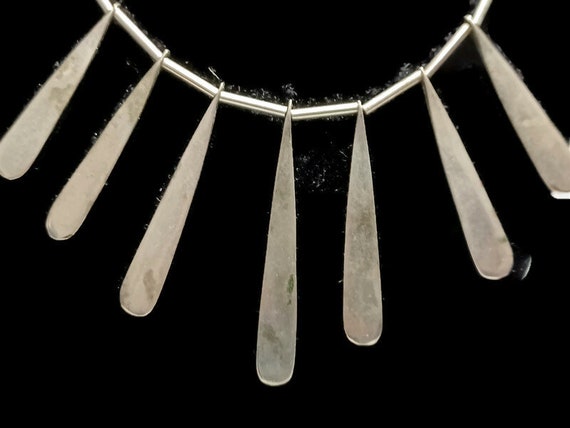 Vtg 80s Silver Tone Tribal Prong Necklace - image 2