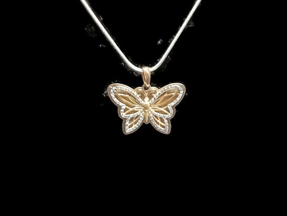 Vtg 90s Sterling Silver Butterfly Necklace - image 2