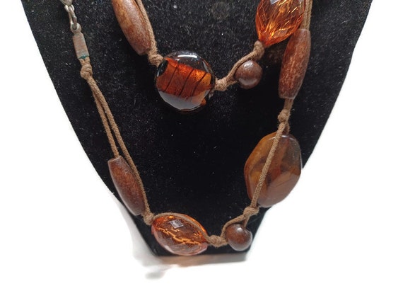Vtg 90s Wood, Glass, And Acrylic Bead Necklace - image 2